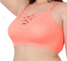 Load image into Gallery viewer, Neon Peach Criss-Cross Bralette