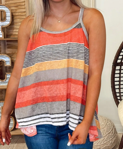 Colorful Striped Flowy Tank Top