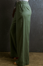 Load image into Gallery viewer, Pre-Order Fern Green Elastic Waist Casual Wide Leg Pants