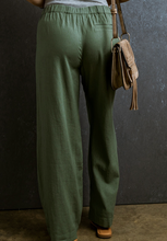 Load image into Gallery viewer, Pre-Order Fern Green Elastic Waist Casual Wide Leg Pants