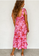 Load image into Gallery viewer, Pre-Order Tie Shoulder Straps Tiered Floral Dress