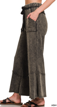 Load image into Gallery viewer, Black Mineral Wash Flare Hem Pants w/Pockets