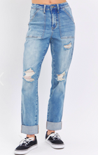 Load image into Gallery viewer, Judy Blue Patch Pocket Disterssed Boyfriend Jeans