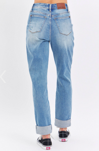 Judy Blue Patch Pocket Disterssed Boyfriend Jeans