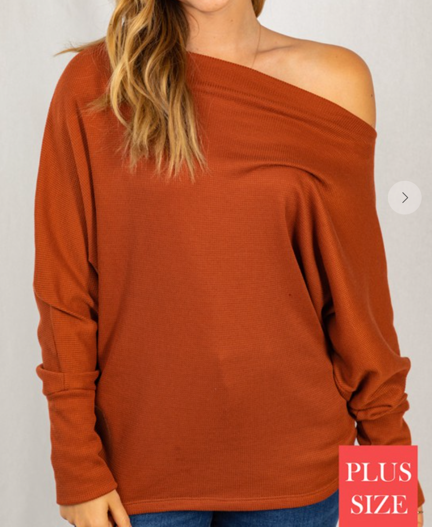 Rust Dolman Sleeve Solid Knit Top