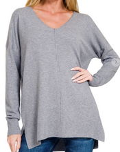 Load image into Gallery viewer, Heather Gray Front Seam Sweater