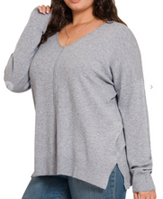 Load image into Gallery viewer, Heather Gray Front Seam Sweater