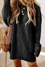 Load image into Gallery viewer, Pre-Order Cable Knit Drop Shoulder Loose Fit Sweater Dress