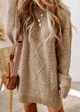 Load image into Gallery viewer, Pre-Order Cable Knit Drop Shoulder Loose Fit Sweater Dress