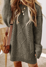 Load image into Gallery viewer, Pre-Order Cable Knit Drop Shoulder Loose Fit Sweater Dress