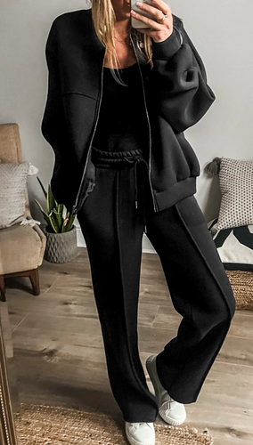 Pre-Order Seamed Zipper Jacket and Drawstring Waist Pants Set