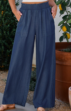 Load image into Gallery viewer, Side Pockets Frilled Smocked High Waist Wide Leg Jeans