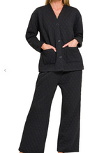 Load image into Gallery viewer, Pre-Order Black Quilted Jacket and Pants Suit