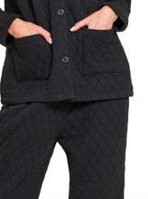 Load image into Gallery viewer, Pre-Order Black Quilted Jacket and Pants Suit