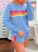 Load image into Gallery viewer, Pre-Order Striped Accent Pullover and Shorts Two Piece Casual Set