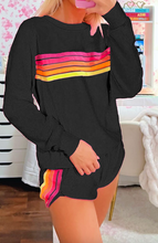 Load image into Gallery viewer, Pre-Order Striped Accent Pullover and Shorts Two Piece Casual Set