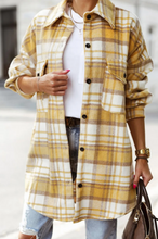 Load image into Gallery viewer, Yellow Plaid Flap Pocket Long Sleeve Shacket