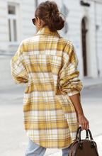 Load image into Gallery viewer, Yellow Plaid Flap Pocket Long Sleeve Shacket
