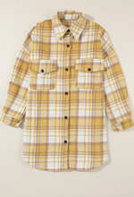 Load image into Gallery viewer, Yellow Plaid Flap Pocket Long Sleeve Shacket