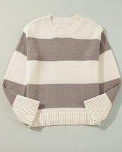 Load image into Gallery viewer, Pre-Order Taupe Colorblock Loose Pullover Sweater