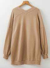 Load image into Gallery viewer, Pre-Order Light French Beige Ribbed Edge Exposed Seam Knit Cardigan with Pockets
