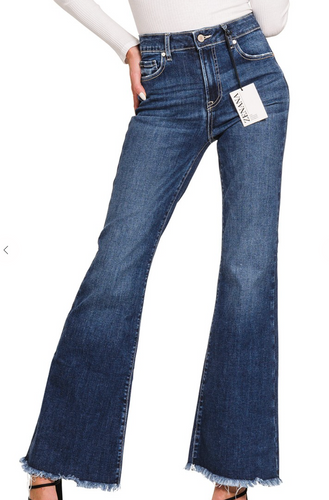 Boot Cut Jeans w/Distressed Hem