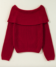 Load image into Gallery viewer, Pre-Order Racing Red Off-the-shoulder Knit Sweater