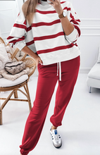 Load image into Gallery viewer, Pre-Order Striped Drop Shoulder Pullover and Jogger Pants Set