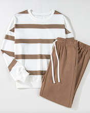 Load image into Gallery viewer, Pre-Order Striped Drop Shoulder Pullover and Jogger Pants Set