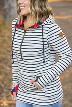 Load image into Gallery viewer, Pre-Order Oatmeal Stripes and Buffalo Plaid Half Zip