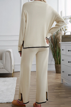 Load image into Gallery viewer, Pre-Order Contrast Trim Split Cuffs Long 2pcs Sweater Outfit Loungewear