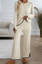 Load image into Gallery viewer, Pre-Order Contrast Trim Split Cuffs Long 2pcs Sweater Outfit Loungewear