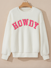 Load image into Gallery viewer, Pre-Order Sherpa HOWDY Patched Pullover Sweatshirt