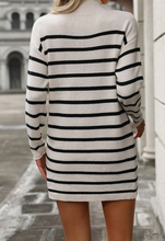 Load image into Gallery viewer, Pre-Order Stripe Long Sleeve High Neck Sweater Dress