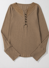 Load image into Gallery viewer, Pre-Order Chestnut Anglaise Broider Ribbed Long Sleeve Top