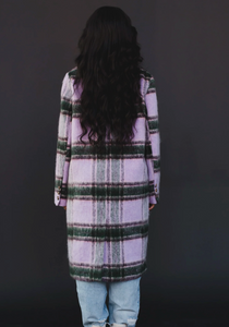 Lilac Plaid Button Coat