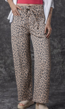 Load image into Gallery viewer, Pre-Order Khaki Leopard Printed Drawstring Waist Pocketed Wide Leg Jeans