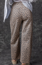 Load image into Gallery viewer, Pre-Order Khaki Leopard Printed Drawstring Waist Pocketed Wide Leg Jeans