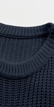 Load image into Gallery viewer, Pre-Order Black Ribbed Knit Drop Sleeve Round Neck Sweater