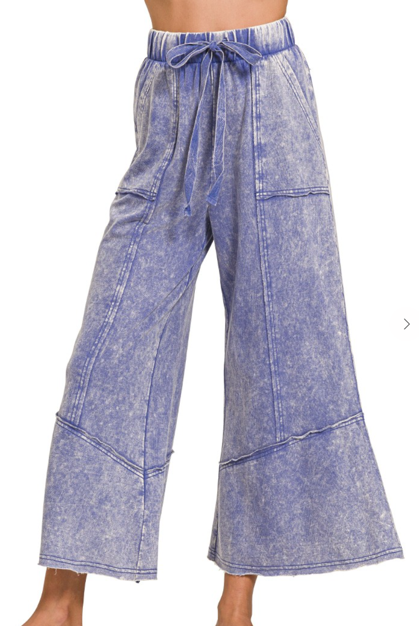 Blue Flare Hem Pants w/Pockets