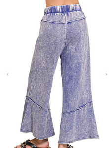 Blue Flare Hem Pants w/Pockets