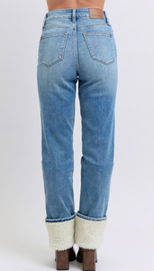 Pre-Order Shearling Cuff Straight Leg Judy Blue Jeans