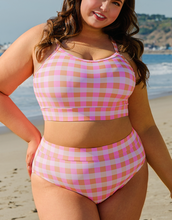 Load image into Gallery viewer, Pre-Order Pink Plus Size Plaid Print High Waist Bikini Set