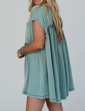 Load image into Gallery viewer, Pre-Order Canton Corded Knit Textured Patched Pocket Frilled Swing Mini Dress with Pockets