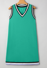 Load image into Gallery viewer, Pre-Order Mint Green Color Contrast Trim V Neck Shift Sleeveless Mini Dress
