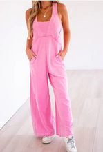 Load image into Gallery viewer, Pre-Order Mineral Wash Raw Seam Patchwork Wide Leg Loose Jumpsuit
