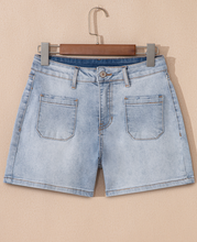 Load image into Gallery viewer, Pre-Order Blue Light Wash High Rise Denim Shorts