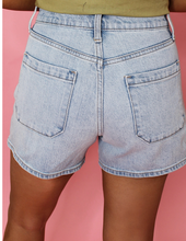 Load image into Gallery viewer, Pre-Order Blue Light Wash High Rise Denim Shorts
