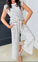Load image into Gallery viewer, Pre-Order Black Stripe Casual Wide Leg 2pcs Pants Set