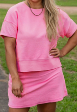 Load image into Gallery viewer, Pre-Order Pink Ribbed Drop Shoulder Tee and Skort Plus Size Set